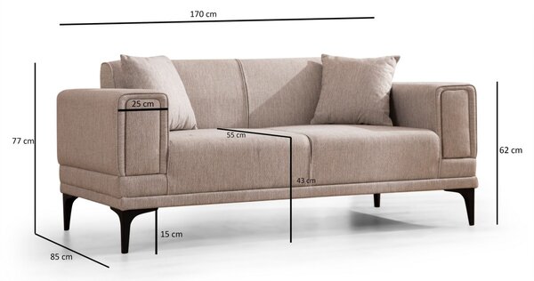 Hanah Home Dvoumístná pohovka Horizon 170 cm světle hnědá