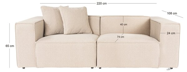 Hanah Home Dvoumístná pohovka Lora 220 cm broskvová