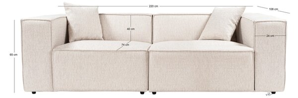 Hanah Home Dvoumístná pohovka Lora 220 cm béžovo-hnědá