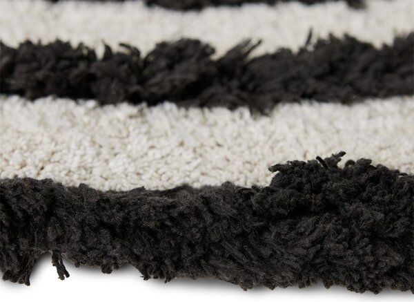 Béžovo-černá kulatá bavlněná koupelnová předložka Bath mat - Ø 120 cm - HKLIVING