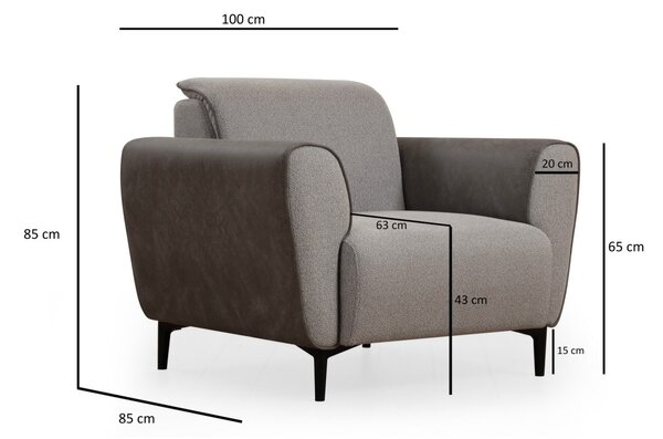 Hanah Home Křeslo Aren ekokůže šedé