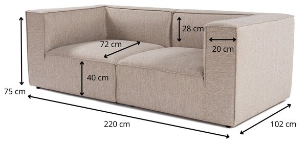 Hanah Home Dvoumístná pohovka Sora 220 cm pískově béžová