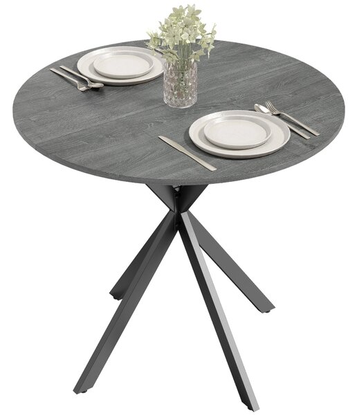 HOMCOM kulatý jídelní stůl Ø80 cm, průmyslové X-nohy, kuchyň/jídelna/domácí kancelář, šedý | Aosom