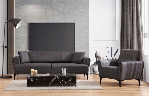 Hanah Home Třímístná rozkládací pohovka Hamlet 230 cm tmavě šedá
