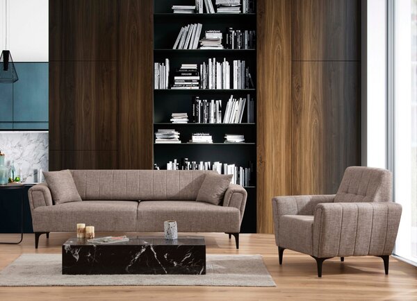 Hanah Home Třímístná rozkládací pohovka Hamlet 230 cm světle hnědá