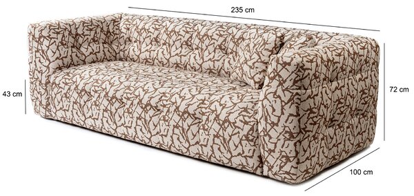 Hanah Home Třímístná pohovka Cady 235 cm béžová se vzorem