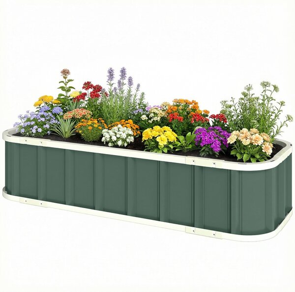 Outsunny ocelový vyvýšený záhon s click-lockem a zahnutými hranami — 136 × 52 × 31 cm — světle zelený | Aosom