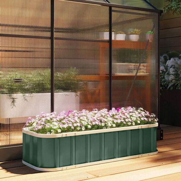 Outsunny ocelový vyvýšený záhon s click-lockem a zahnutými hranami — 136 × 52 × 31 cm — světle zelený | Aosom
