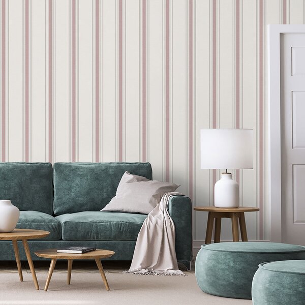 Vliesová tapeta na zeď, růžová, pruhy, 9810-5, Essential Stripes, ICH Wallcoverings