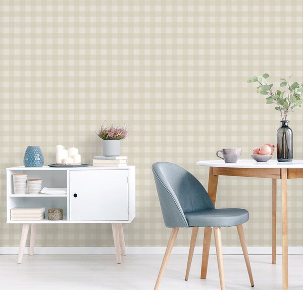 Vliesová tapeta na zeď, béžová, kostka, káro, 9813-2, Essential Stripes, ICH Wallcoverings