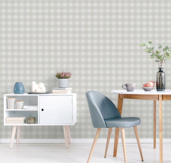 Vliesová tapeta na zeď, šedá, kostka, káro, 9813-3, Essential Stripes, ICH Wallcoverings