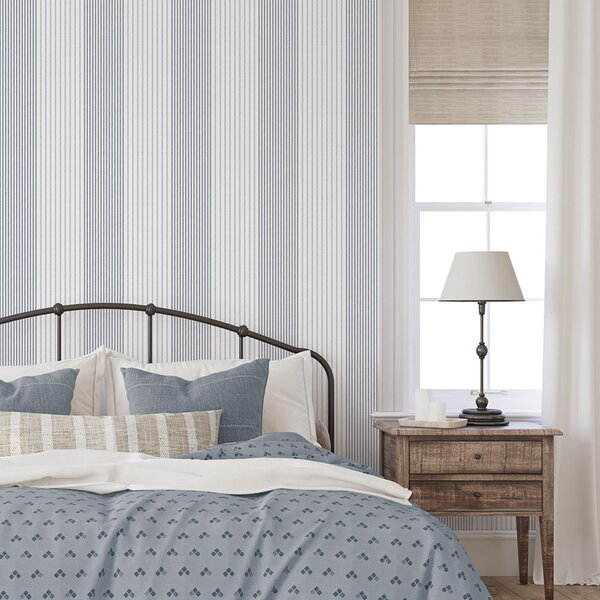Vliesová tapeta na zeď, modrá, pruhy, 9811-1, Essential Stripes, ICH Wallcoverings