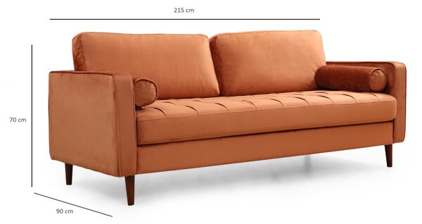 Hanah Home Třímístná pohovka Rome 215 cm oranžová