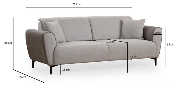 Hanah Home Třímístná rozkládací pohovka Aren 215 cm šedá