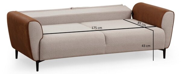 Hanah Home Třímístná rozkládací pohovka Aren 215 cm béžová/skořicová