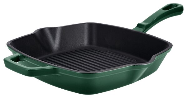Silvercrest® Litinová grilovací pánev Premium, Ø 25 cm (hranatá, zelená) (100409824002)