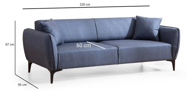 Hanah Home Třímístná rozkládací pohovka Belissimo 220 cm modrá