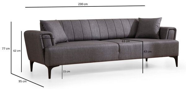 Hanah Home Třímístná rozkládací pohovka Hamlet 230 cm tmavě šedá