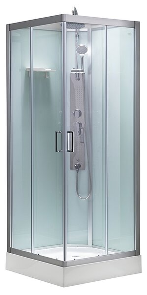 BPS-koupelny Hydromasážní box HYD-LI100, 80x80 cm, kartáčovaný chrom/transparent