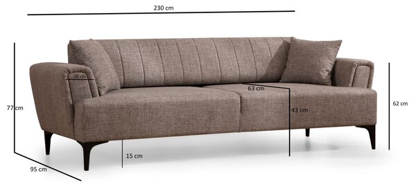 Hanah Home Třímístná rozkládací pohovka Hamlet 230 cm světle hnědá