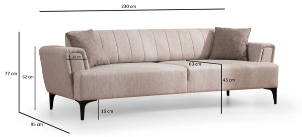 Hanah Home Třímístná rozkládací pohovka Hamlet 230 cm béžová
