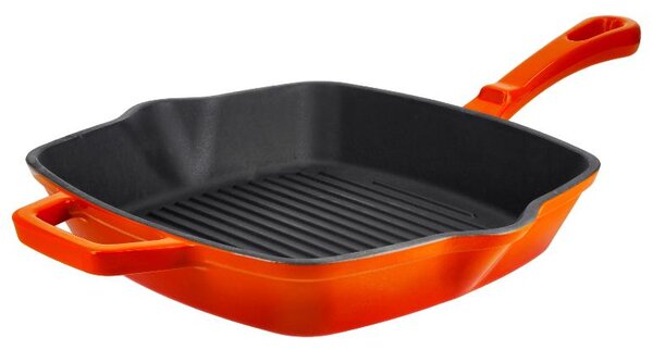 Silvercrest® Litinová grilovací pánev Premium, Ø 25 cm (hranatá, oranžová) (100409824005)