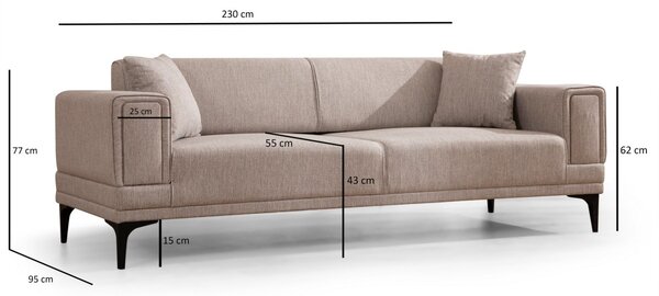 Hanah Home Třímístná rozkládací pohovka Horizon 230 cm světle hnědá