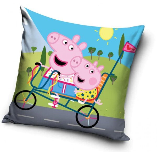Povlak na polštářek - Prasátko Peppa na kole
