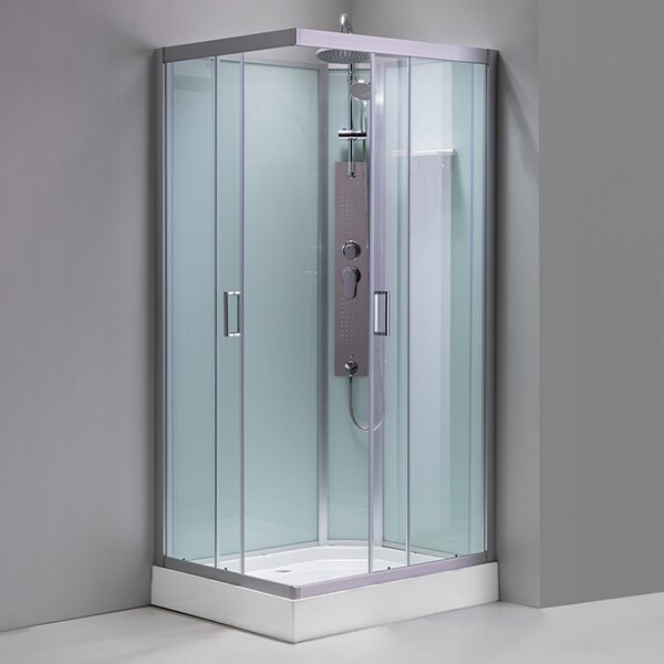 BPS-koupelny Hydromasážní box HYD-AL100 levý, 100x80 cm, kartáčovaný chrom/transparent