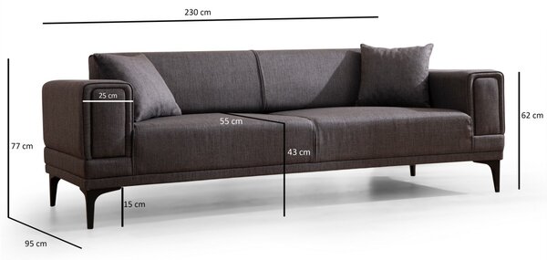 Hanah Home Třímístná rozkládací pohovka Horizon 230 cm tmavě šedá