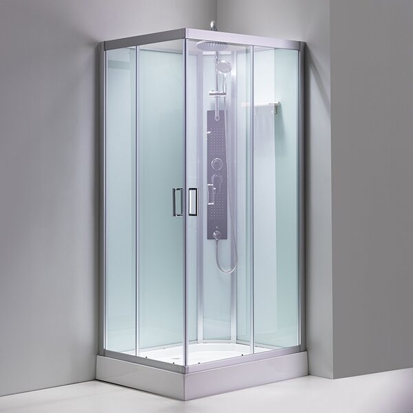 BPS-koupelny Hydromasážní box HYD-AL100 levý, 100x80 cm, kartáčovaný chrom/transparent