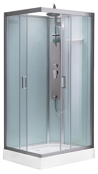 BPS-koupelny Hydromasážní box HYD-AL100 levý, 100x80 cm, kartáčovaný chrom/transparent
