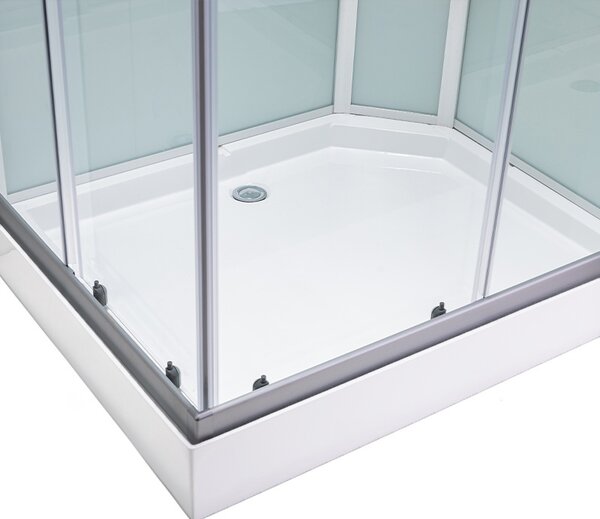 BPS-koupelny Hydromasážní box HYD-AL100 levý, 100x80 cm, kartáčovaný chrom/transparent