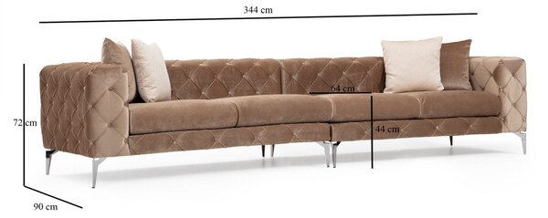 Hanah Home Čtyřmístná pohovka Como 344 cm tmavě krémová