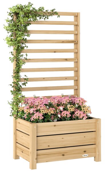 Outsunny vyvýšený truhlík s mříží — přírodní smrkové dřevo, odtokový otvor, netkaná vložka, 60 x 39 x 120 cm | Aosom