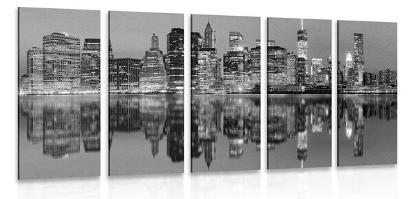 5-dílný obraz město Manhattan v černobílém provedení