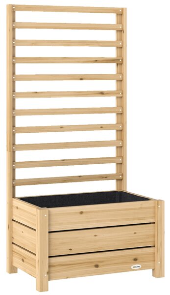 Outsunny vyvýšený truhlík s mříží — přírodní smrkové dřevo, odtokový otvor, netkaná vložka, 60 x 39 x 120 cm | Aosom