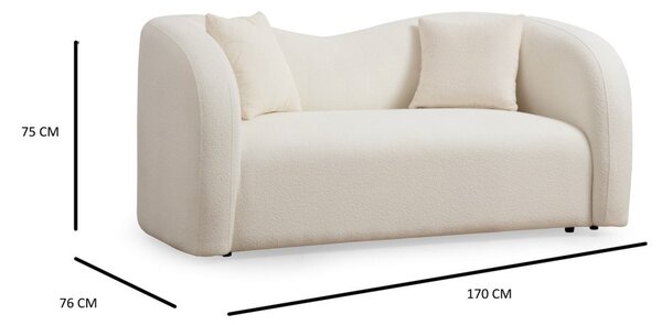 Hanah Home Dvoumístná pohovka Asos 170 cm bouclé krémová