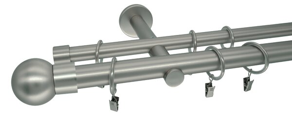 Kovovégarnýže.cz Garnýž Ballo modern 25 mm matný nikl Varianta jednořadá nebo dvouřadá: Jednořadá, Délka: 120 cm, Uchycení látky: Kroužky s žabkou