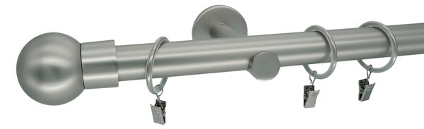 Kovovégarnýže.cz Garnýž Ballo modern 25 mm matný nikl Varianta jednořadá nebo dvouřadá: Jednořadá, Délka: 120 cm, Uchycení látky: Kroužky s žabkou