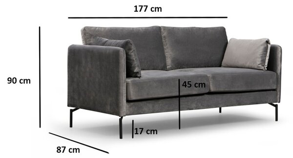 Hanah Home Dvoumístná pohovka Sino 177 cm šedá