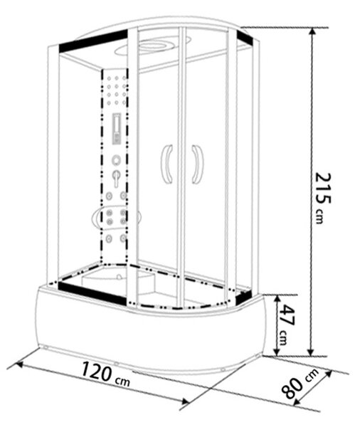 BPS-koupelny Hydromasážní box HYD-A03 120 L, 120x80 levý bez sauny