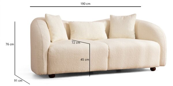 Hanah Home Dvoumístná pohovka Venedik 190 cm boucle krémová