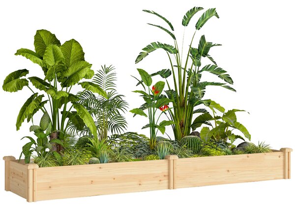 Outsunny dřevěný vyvýšený záhon s přepážkou a otevřeným dnem, 235 × 66 × 26 cm — velký záhon pro zeleninu a bylinky na zahradu i balkon | Aosom