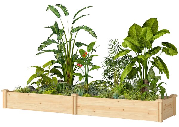 Outsunny dřevěný vyvýšený záhon s přepážkou a otevřeným dnem, 235 × 66 × 26 cm — velký záhon pro zeleninu a bylinky na zahradu i balkon | Aosom