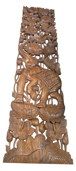 Závěsná dekorace SLON 180 cm x 45 cm , teak masív, ruční práce (Masterpiece teak )