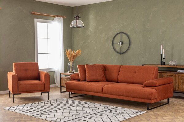 Hanah Home Třímístná pohovka Mustang 239 cm oranžová
