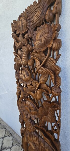 Závěsná dekorace SLON 180 cm x 45 cm , teak masív, ruční práce (Masterpiece teak )