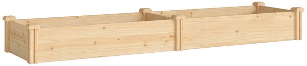 Outsunny dřevěný vyvýšený záhon s přepážkou a otevřeným dnem, 235 × 66 × 26 cm — velký záhon pro zeleninu a bylinky na zahradu i balkon | Aosom