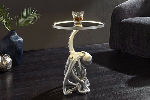 Odkládací stolek WILDLIFE OCTOPUS 55 CM stříbrný s LED osvětlením Nábytek | Doplňkový nábytek | Odkládací stolky